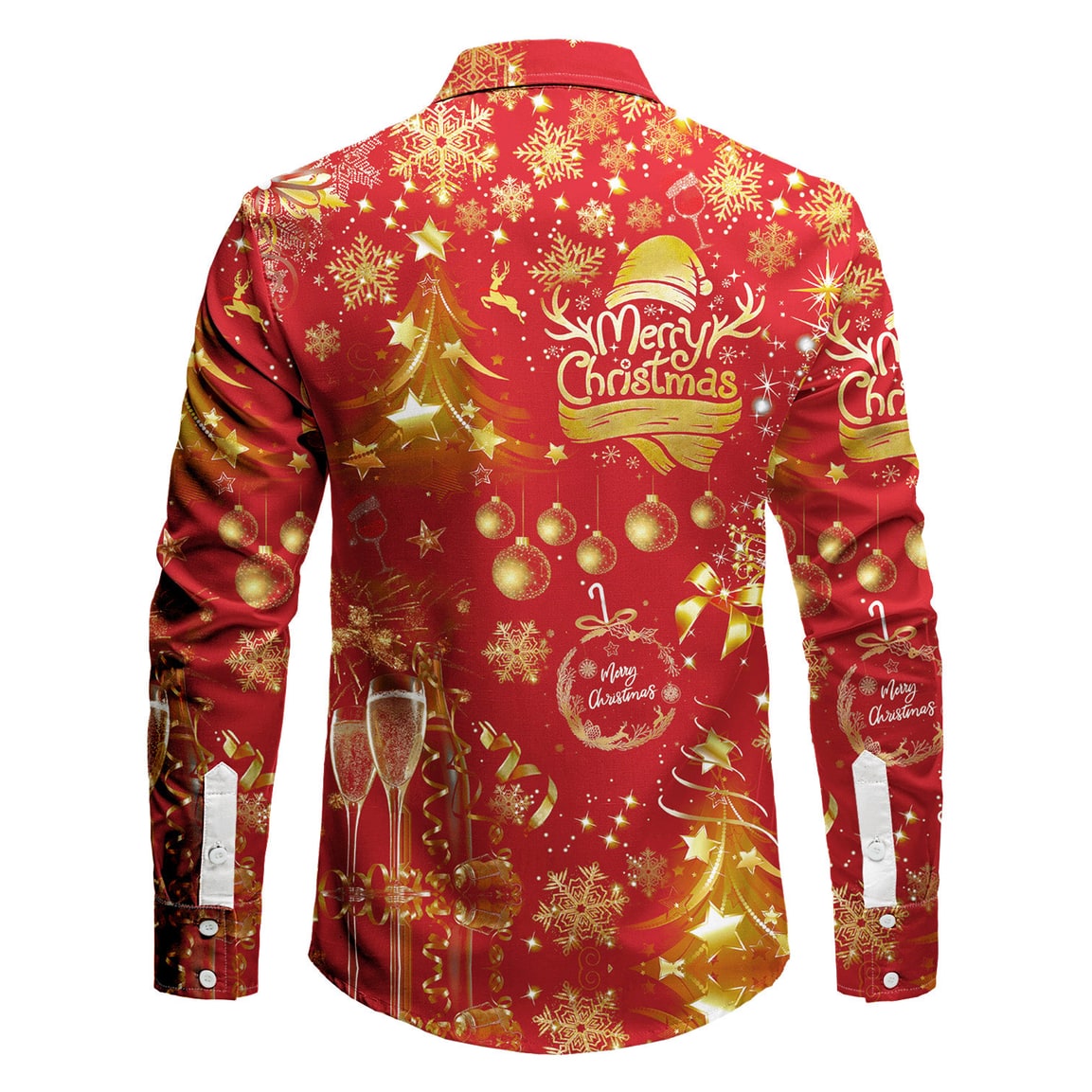 Men's Elegant Holiday Shirt with Gold Accents and Classic Collar