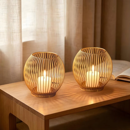 Geometric Iron Candle Stand for Modern Elegance