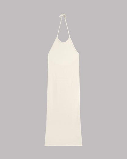 Effortlessly Chic Maxi Dress for Women | White Halterneck Design