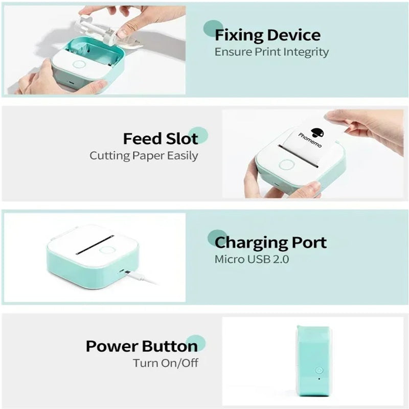 Compact Mini Printer with Bluetooth – Inkless Thermal Printing