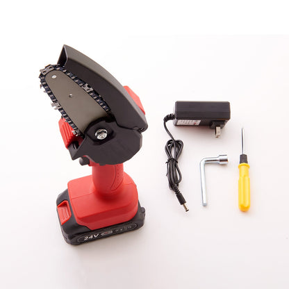 Compact Cordless Electric Chainsaw with 24V Battery & Safety Features