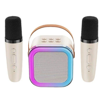 Compact Karaoke System with Wireless Mics & Bluetooth Speaker