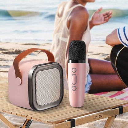 Compact Karaoke System with Wireless Mics & Bluetooth Speaker
