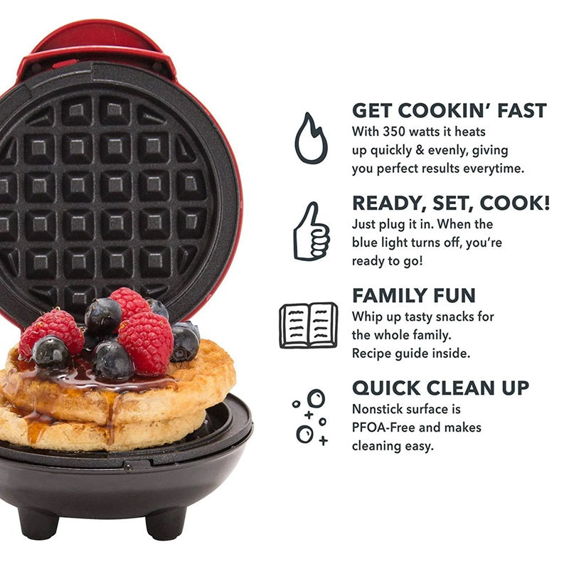 Mini Electric Waffle Maker with Nonstick Coating