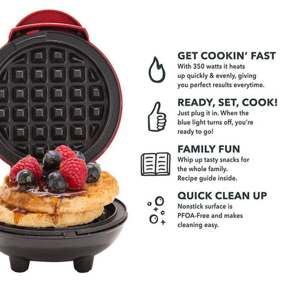 Mini Electric Waffle Maker with Nonstick Coating