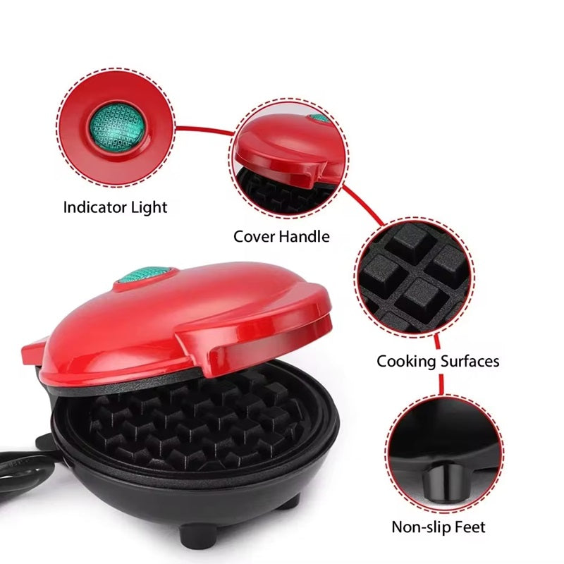 Mini Electric Waffle Maker with Nonstick Coating