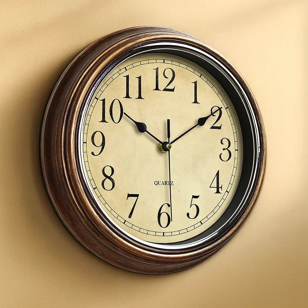 Classic Wooden Wall Clock with Silent Mechanism