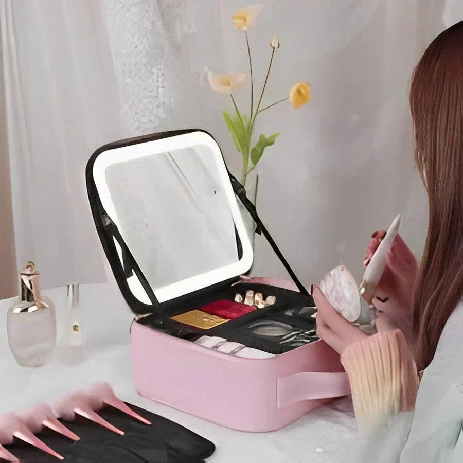 LED Makeup Bag with Mirror – Portable Cosmetic Case and Lighted Organizer