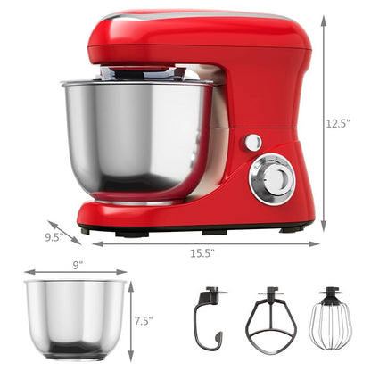6-Speed Stand Mixer with 5.3Qt Stainless Steel Bowl and Attachments