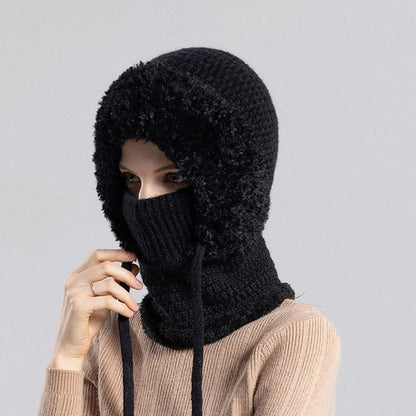 Windproof Knit Beanie with Ear Covers and Neck Warmer for Cycling