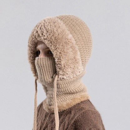 Windproof Knit Beanie with Ear Covers and Neck Warmer for Cycling