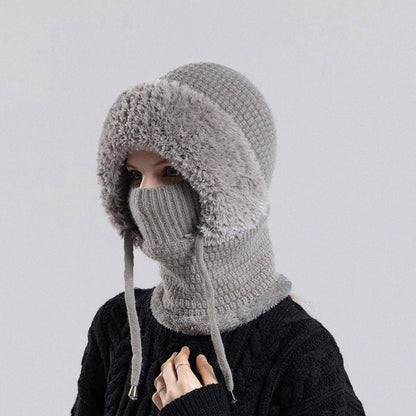 Windproof Knit Beanie with Ear Covers and Neck Warmer for Cycling