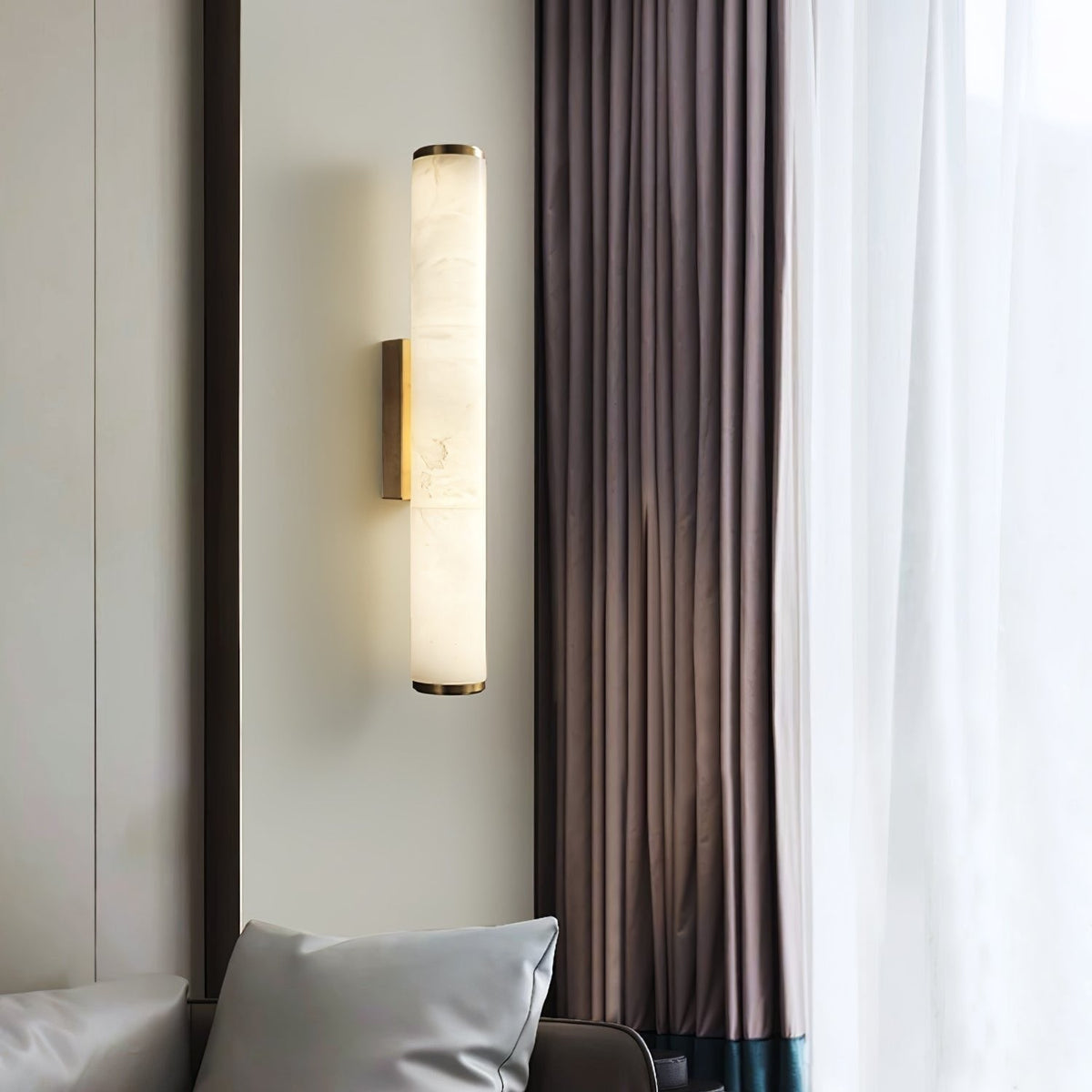 Elegant Flush Mount Wall Light with Unique Marble Shade