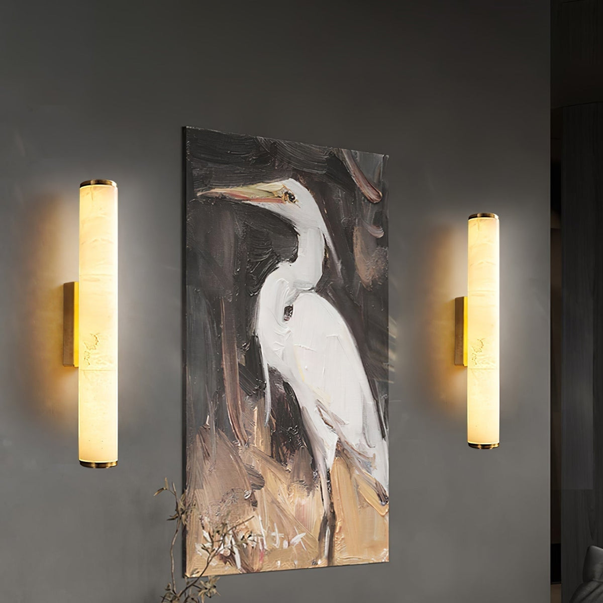 Elegant Flush Mount Wall Light with Unique Marble Shade