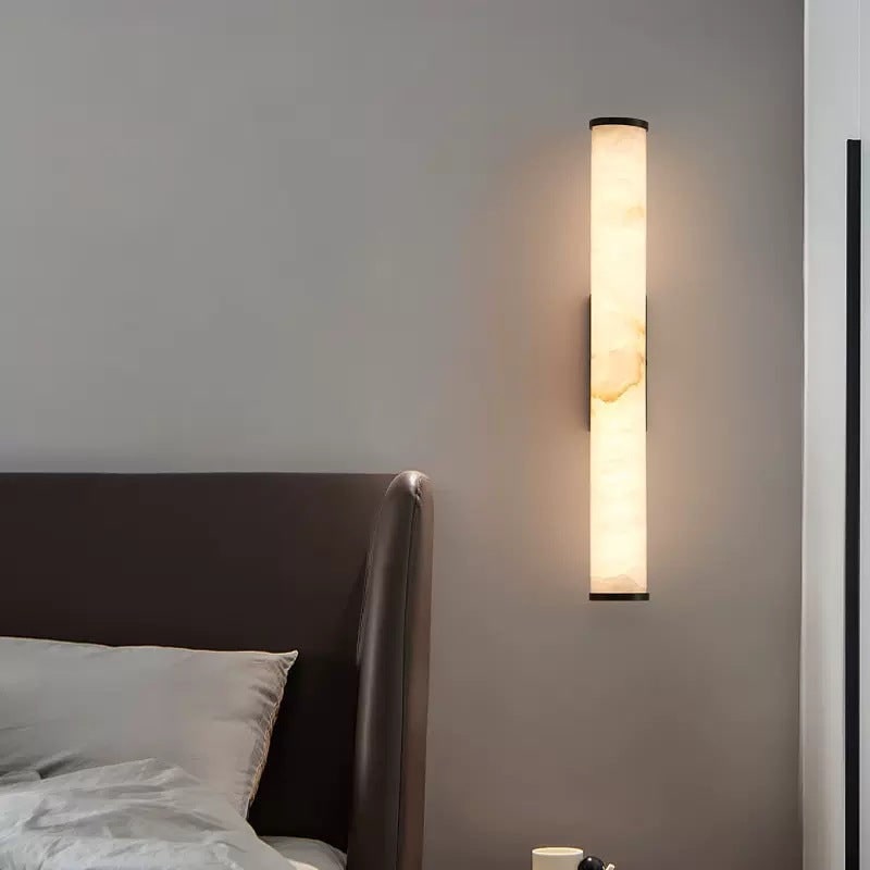Elegant Flush Mount Wall Light with Unique Marble Shade