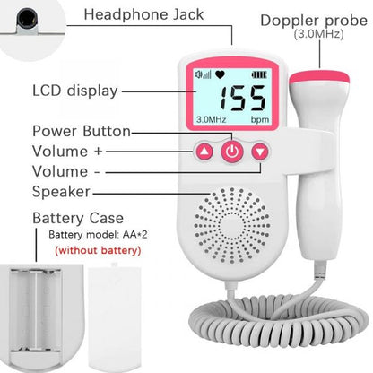 Smart Fetal Doppler with LCD Screen for Monitoring Baby's Heartbeat