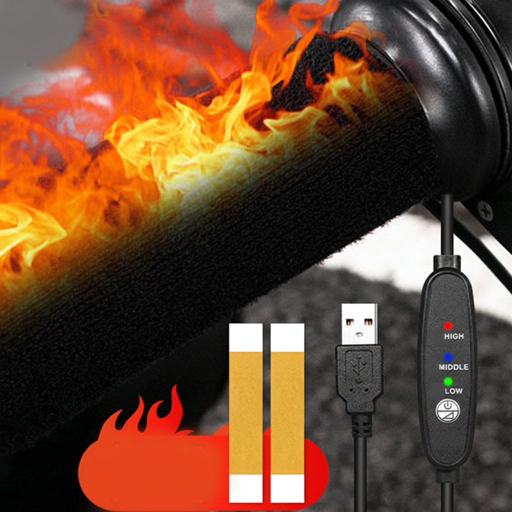 USB Heated Hand Grips for Motorcycles with Adjustable Warmth