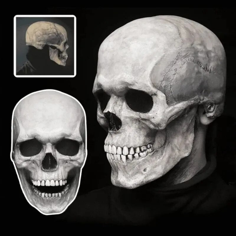 Movable Jaw Human Skull Mask for Halloween Costume Accessory