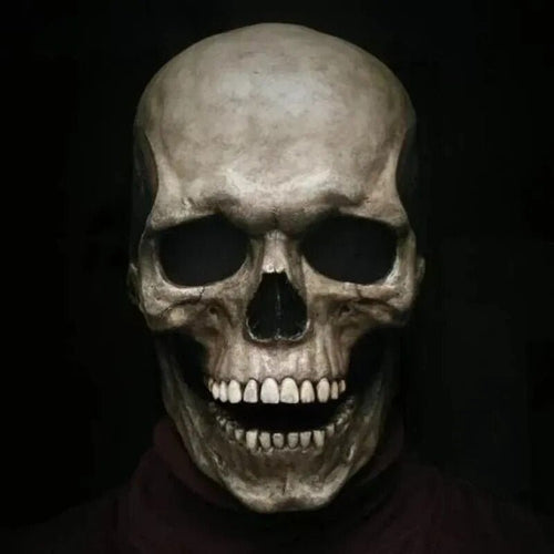 Movable Jaw Human Skull Mask for Halloween Costume Accessory