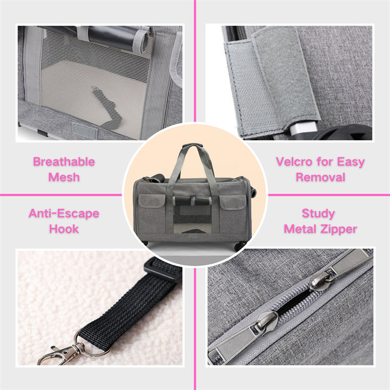 Spacious Pet Travel Bag with Wheels for Easy Transport