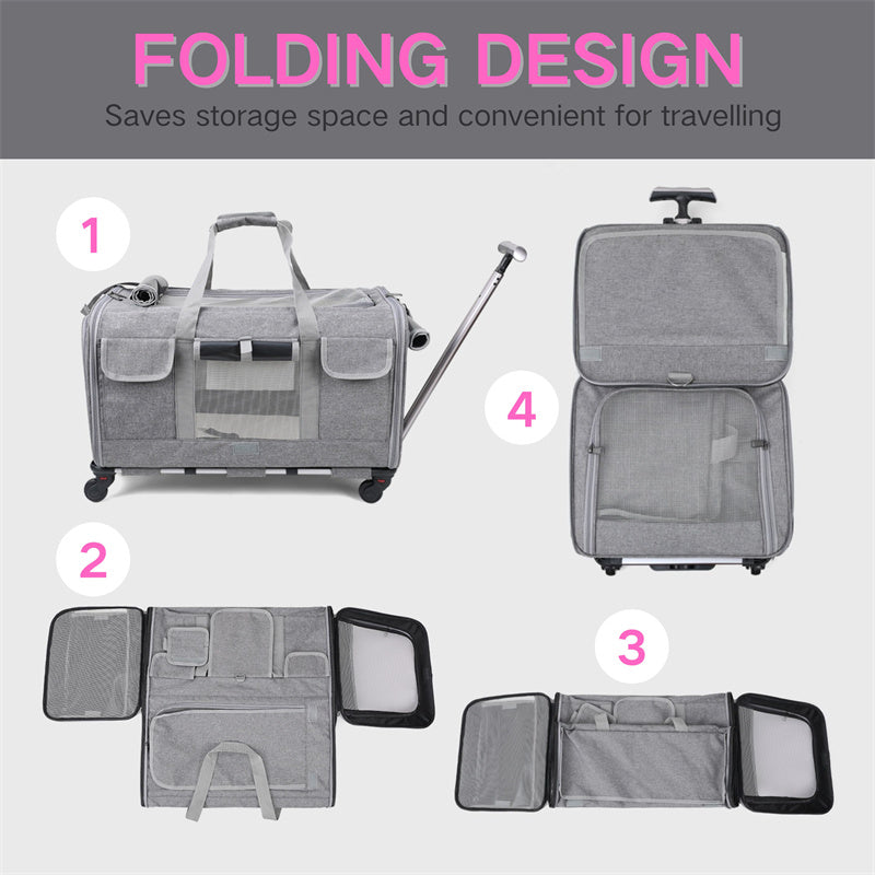 Spacious Pet Travel Bag with Wheels for Easy Transport