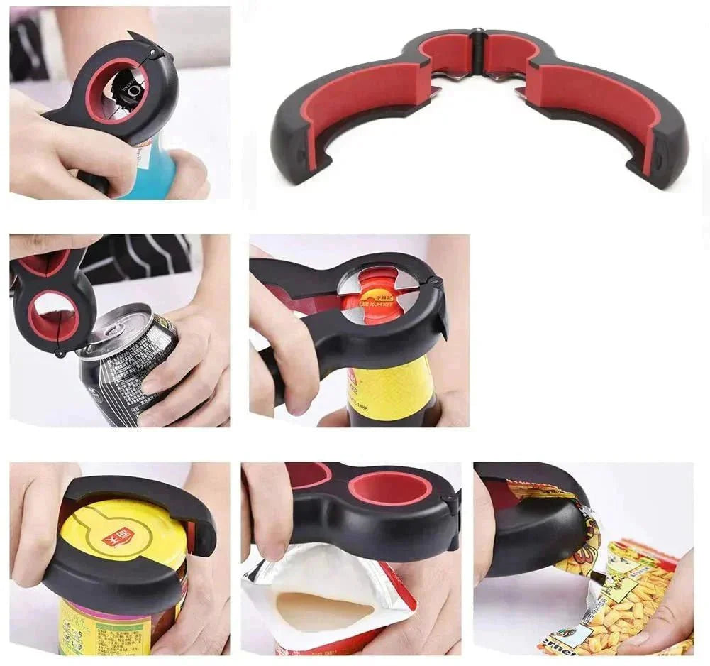 Multi-Functional Kitchen Jar and Bottle Opener – 6 Tools in 1