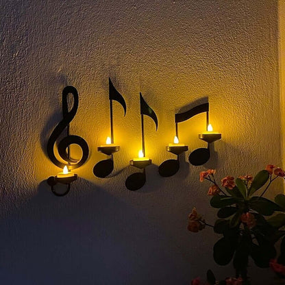 Black Musical Notes Wall Candle Holder