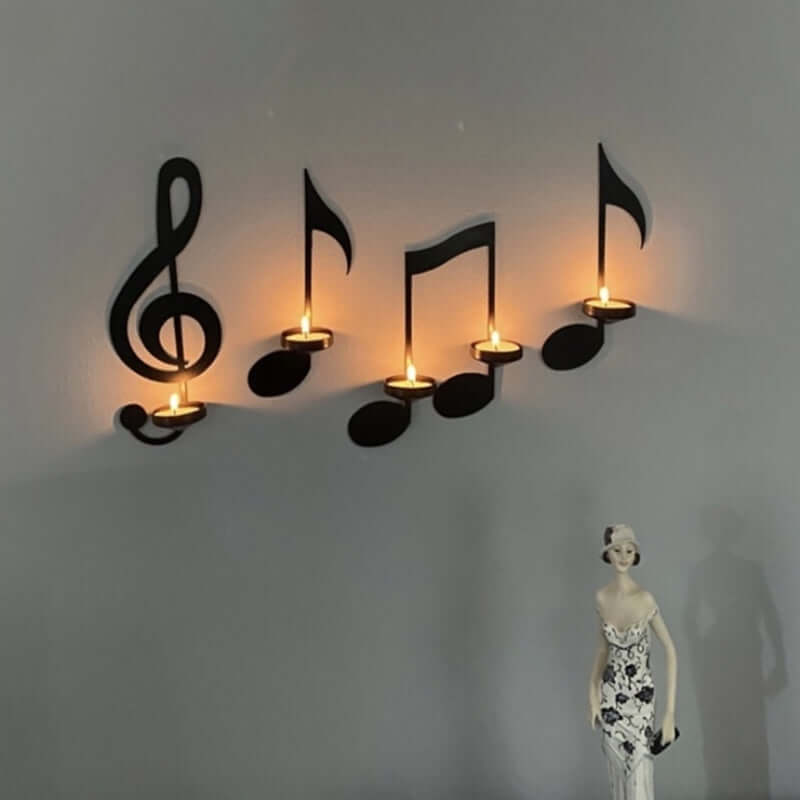 Black Musical Notes Wall Candle Holder
