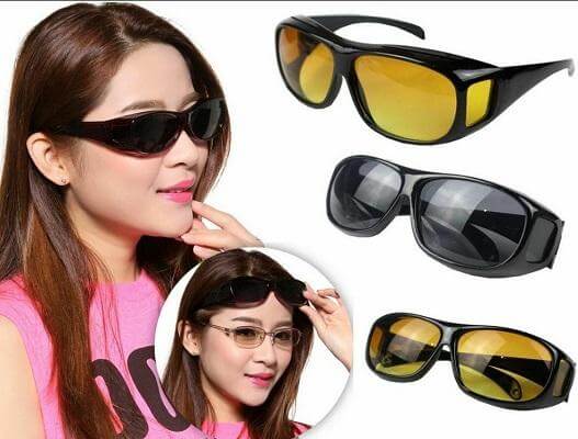 Yellow Tinted Anti-Glare Night Driving Glasses for Spectacle Users