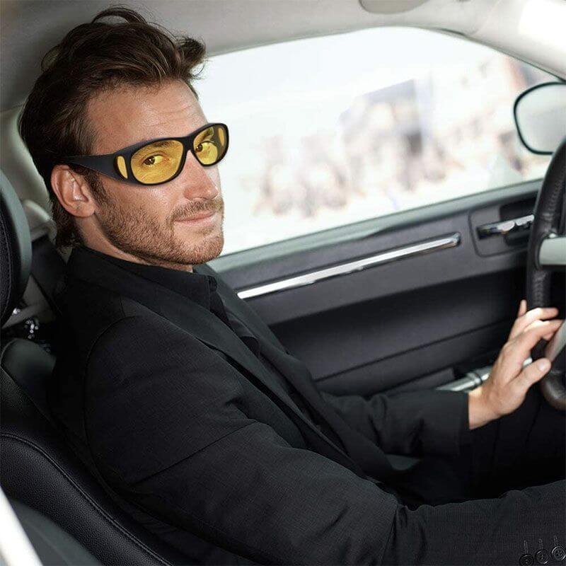 Yellow Tinted Anti-Glare Night Driving Glasses for Spectacle Users