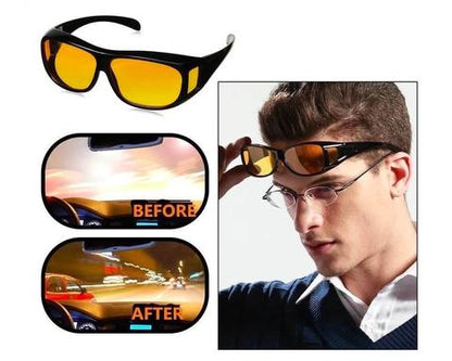 Yellow Tinted Anti-Glare Night Driving Glasses for Spectacle Users