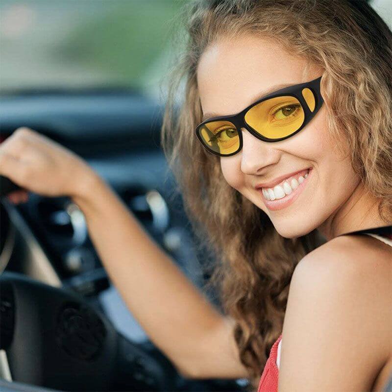 Yellow Tinted Anti-Glare Night Driving Glasses for Spectacle Users