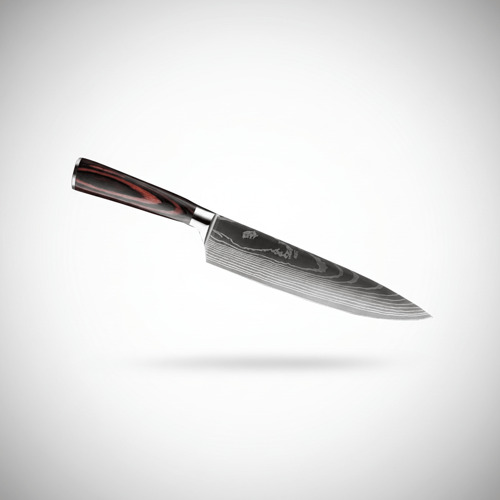 20 cm Professional Kitchen Knife with Resin-Wood Handle - Steel Chef's Style