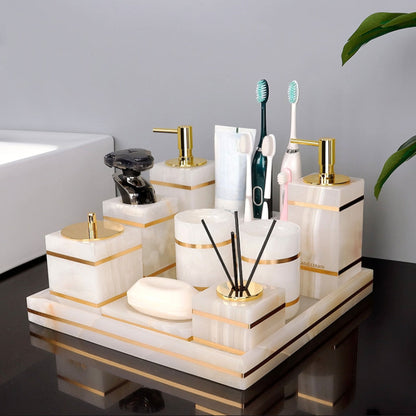 Modern Bathroom Decorative Cup with Gold Accent