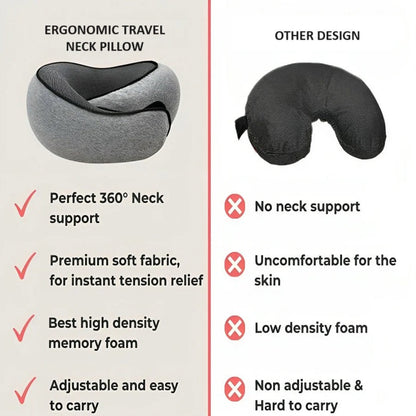 Travel Neck Pillow with Ergonomic Design for Comfort