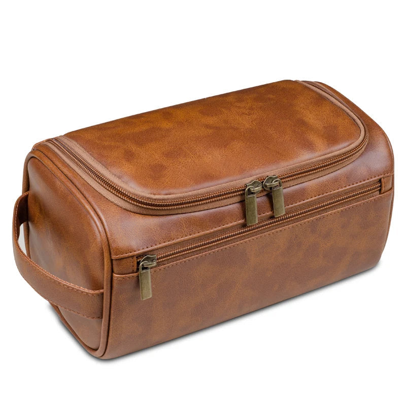 Luxury Travel Toiletry Bag – Leather with Waterproof Lining and YKK Zippers