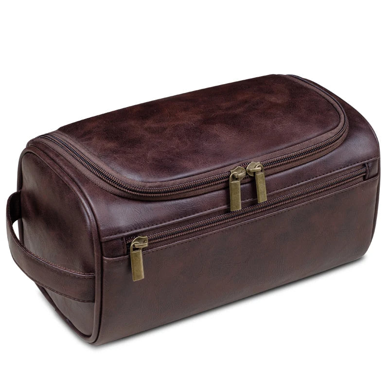 Luxury Travel Toiletry Bag – Leather with Waterproof Lining and YKK Zippers