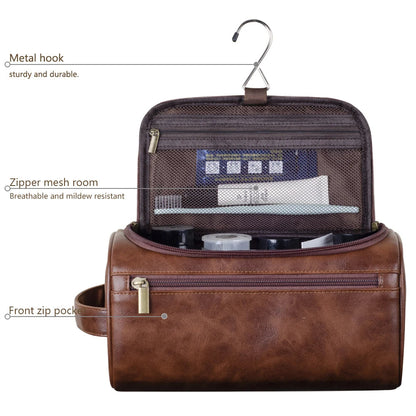 Luxury Travel Toiletry Bag – Leather with Waterproof Lining and YKK Zippers