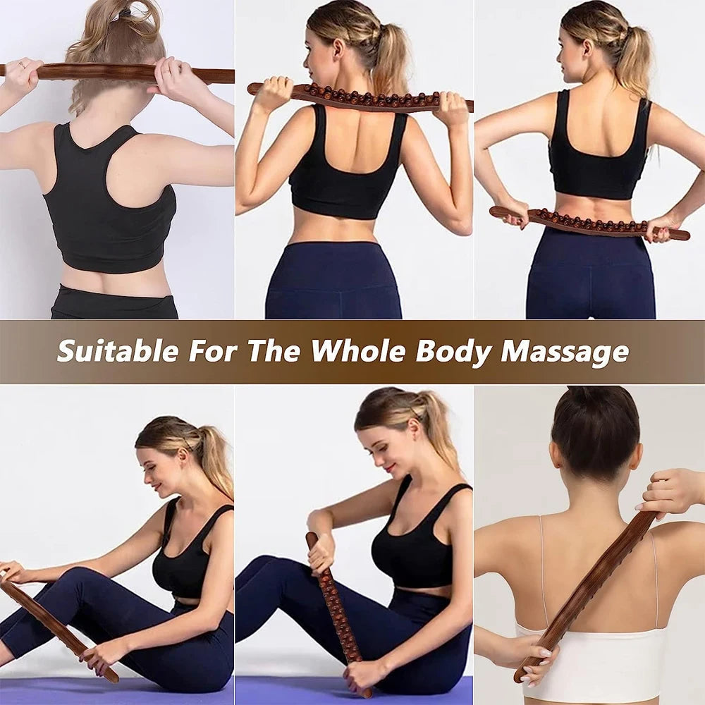 Natural Wood Gua Sha Massage Stick – 60 cm Tool for Deep Relaxation