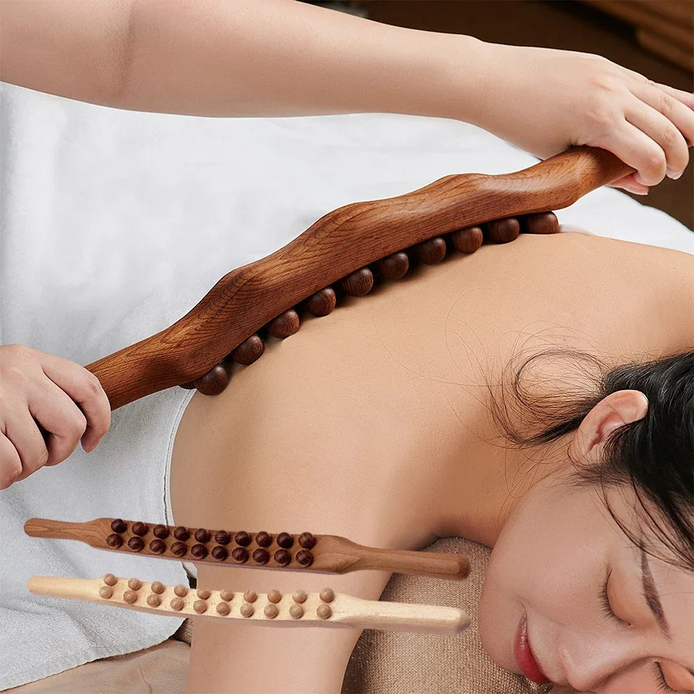 Natural Wood Gua Sha Massage Stick – 60 cm Tool for Deep Relaxation