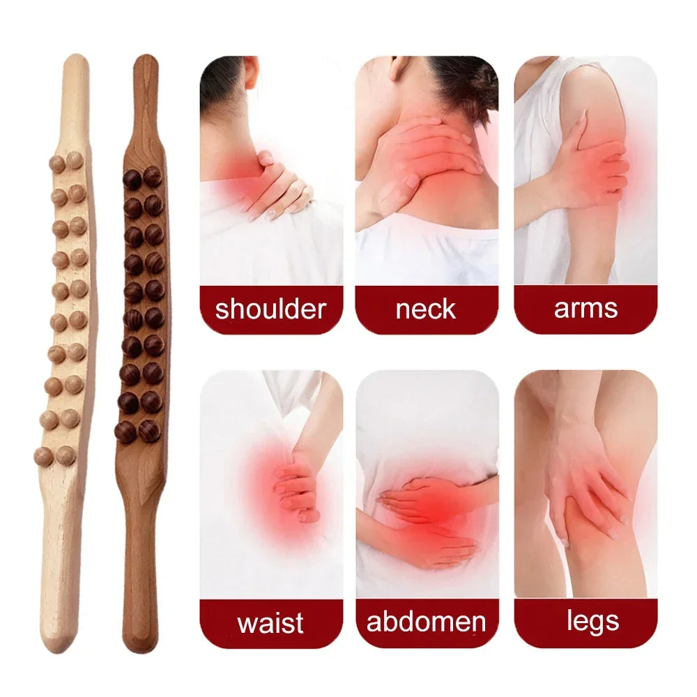 Natural Wood Gua Sha Massage Stick – 60 cm Tool for Deep Relaxation