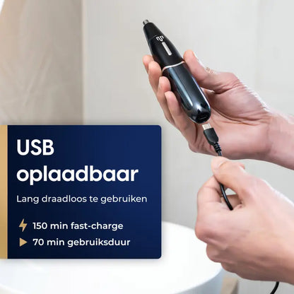 Nose and Eyebrow Trimmer with LCD Display and Waterproof IPX6 Design
