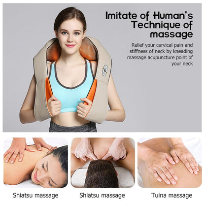Shiatsu Heating Massage Cushion for Neck, Shoulders, and Back
