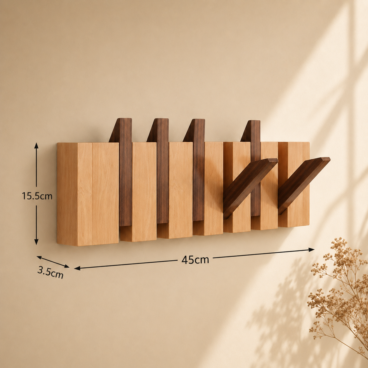 Wall-Mounted Piano Hanger Rack - Space-Saving Wooden Design