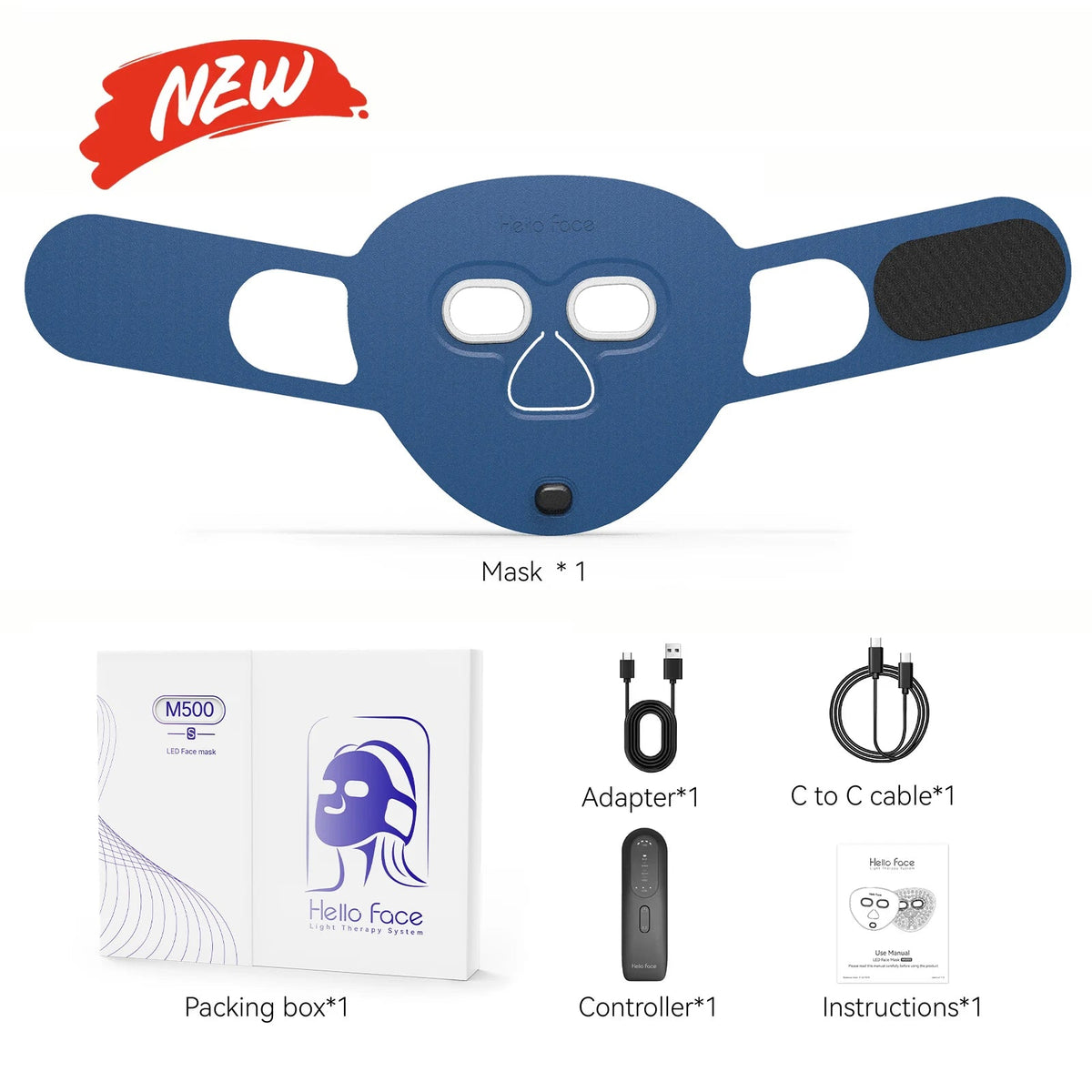 Wireless LED Facial Mask for Skin Treatment – Red, Blue, Near Infrared, 4 Modes