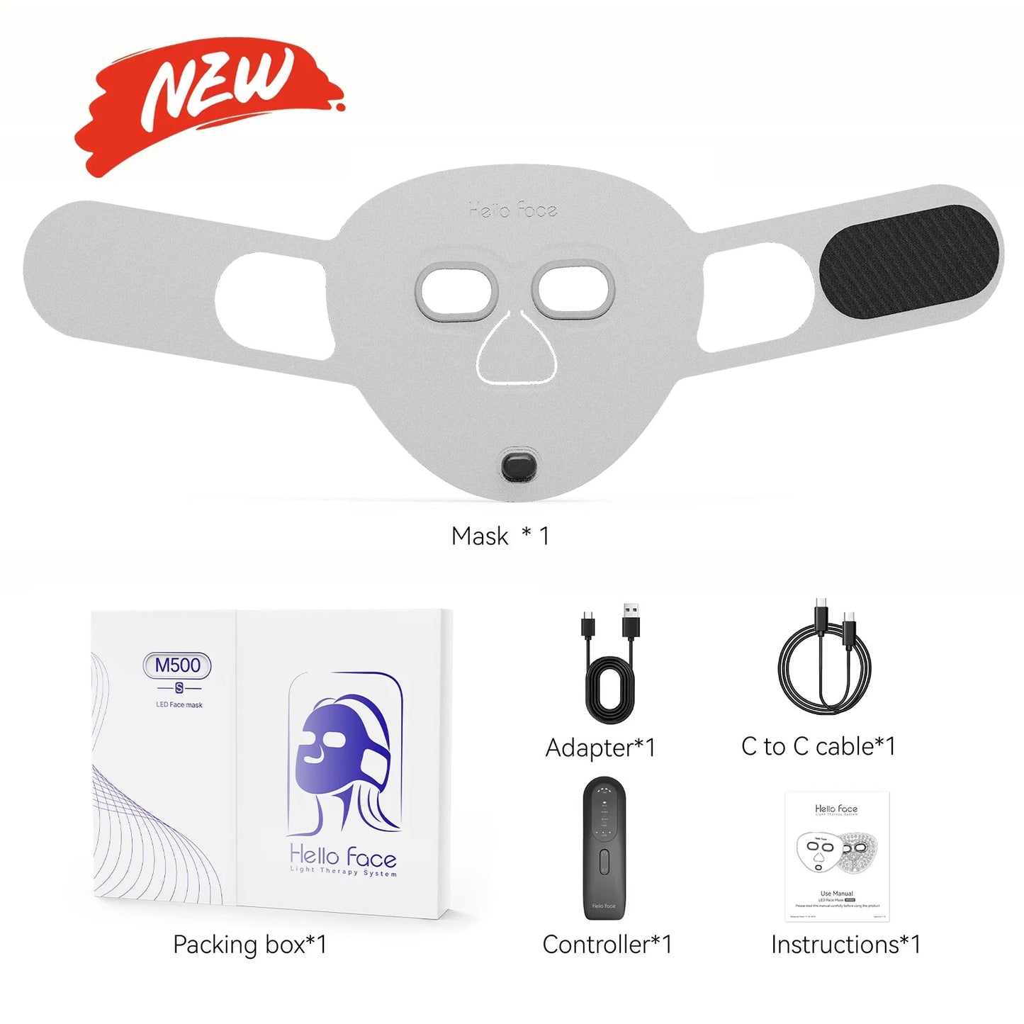 Wireless LED Facial Mask for Skin Treatment – Red, Blue, Near Infrared, 4 Modes