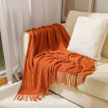 Cozy Knitted Throw Blanket for Comfortable Sofa Use