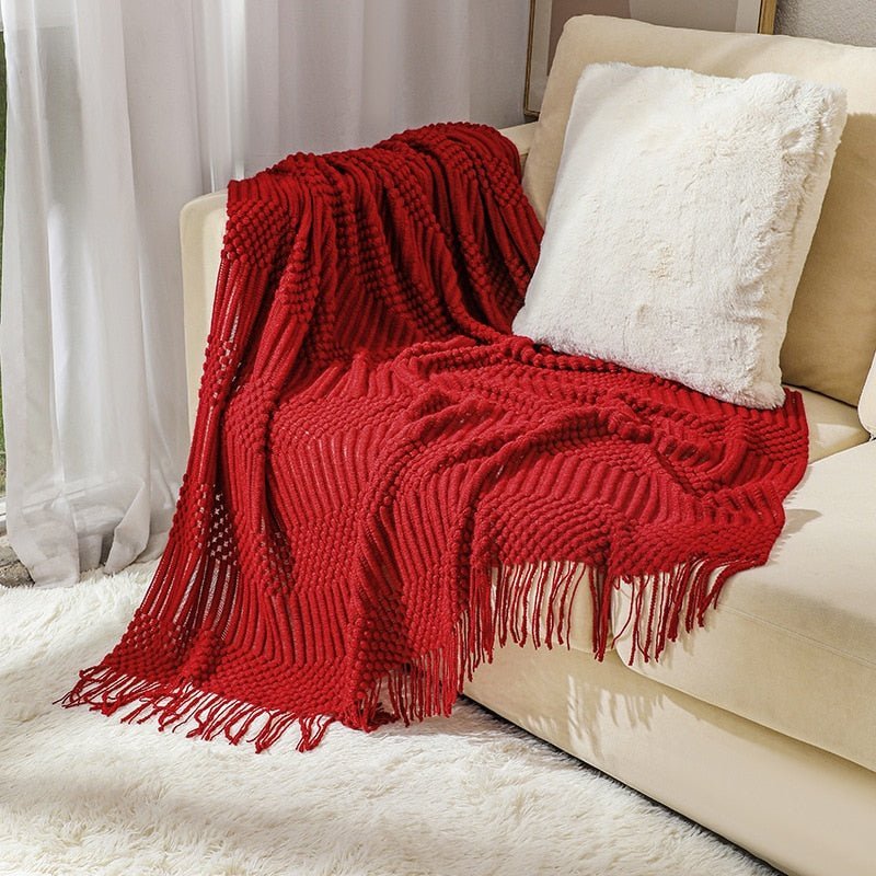 Cozy Knitted Throw Blanket for Comfortable Sofa Use