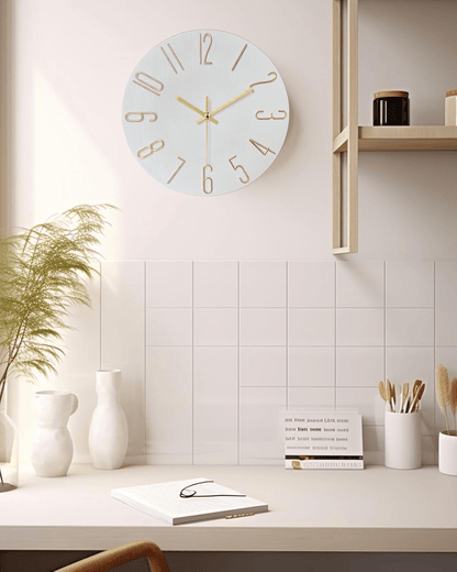 Wood-Look Minimalist Wall Clock