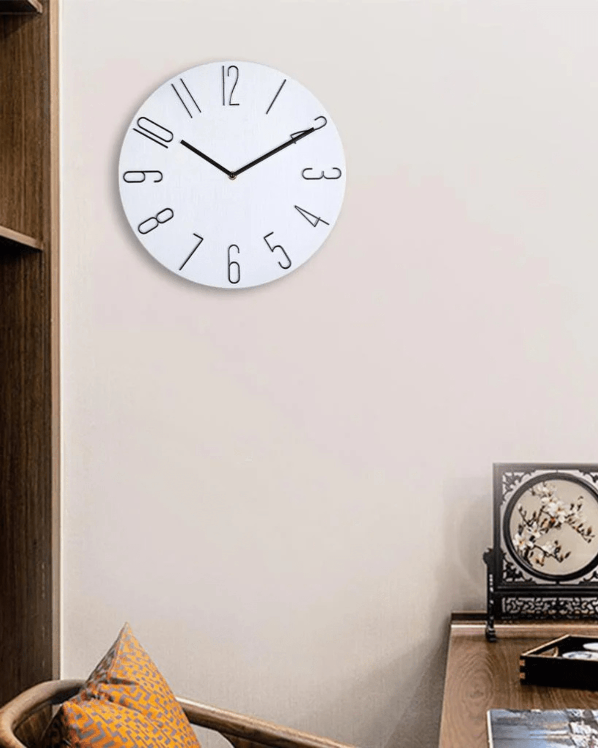 Wood-Look Minimalist Wall Clock